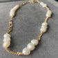 Vintage style freshwater Baroque Pearl purple blue fire shining 14K gold filled necklace multiple wear