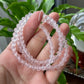 High Grade Star Rose Quartz,Hexagram Fire Rose Quartz,Fire Element Crystal,Pink Heart Chakra Round Beaded Bracelet