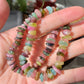 Natural watermelon Multi-color Raw puffy Tourmaline rock Gemstone  Bead Bracelet ,gift for her