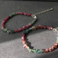 Natural watermelon Multi-color Raw Tourmaline rock Gemstone Sterling silver Bead Bracelet ,gift for her