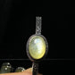 natural golden Lepidolite setting on Sterling silver vintage bangle bracelet