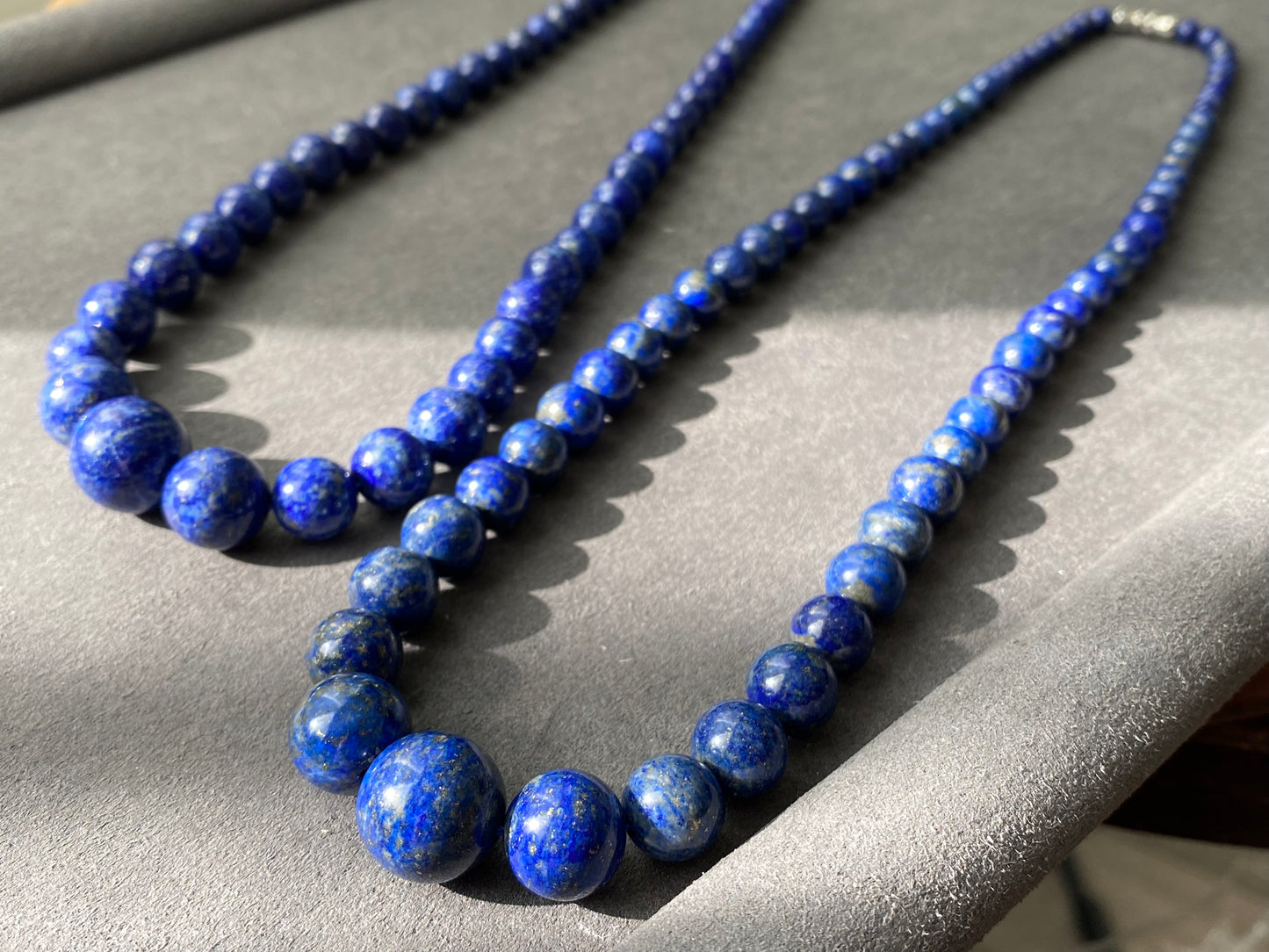 Natural Lazurite Lapis Lazuli Deep Blue less white Mixed size Bead Healing Crystal Necklace  4.7-13.5MM