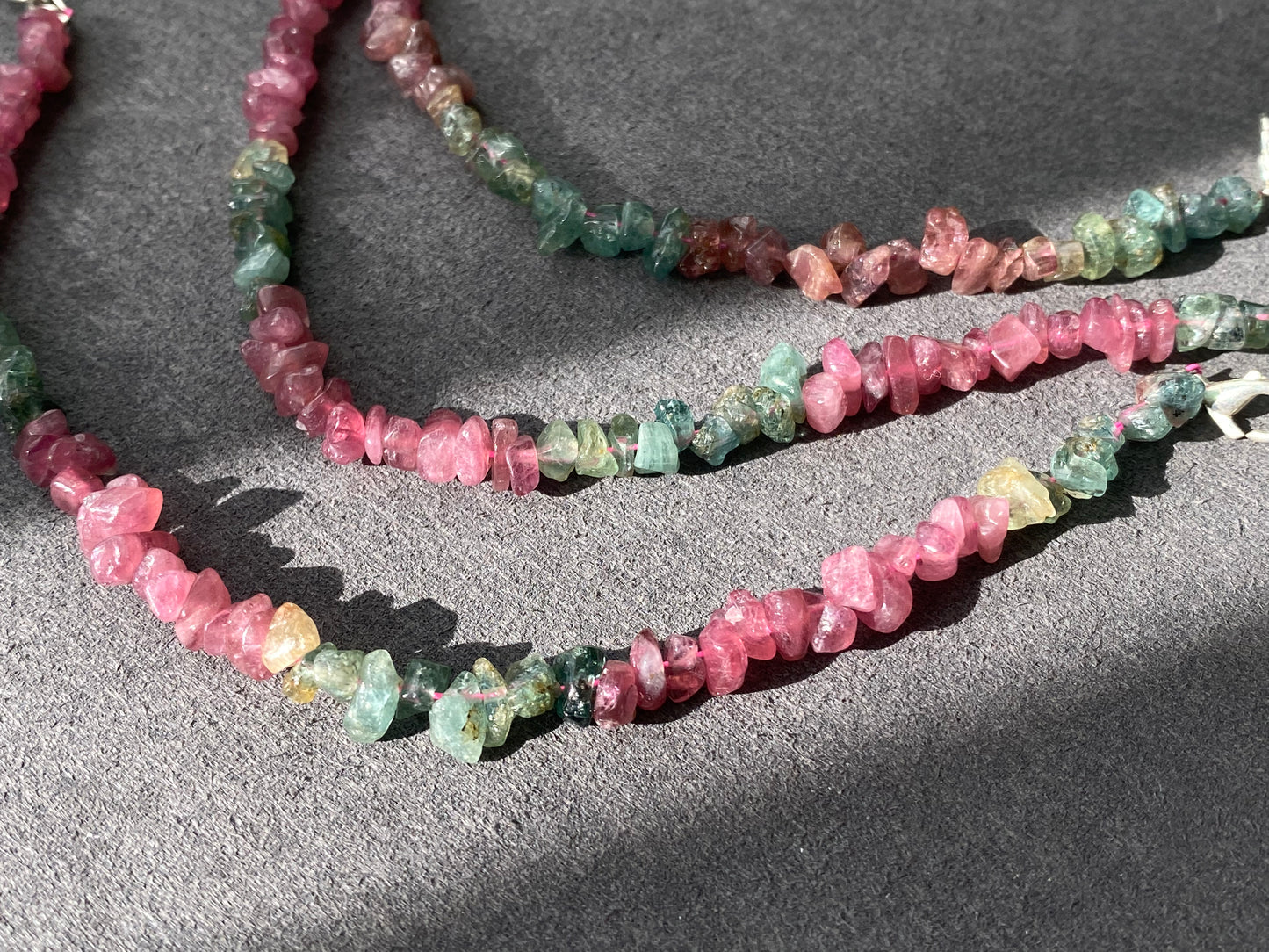 Natural watermelon Multi-color Raw Tourmaline rock Gemstone Sterling silver Bead Bracelet ,gift for her