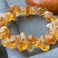 Succes and wealth Natural pyramid Citrine irregular Rock Cystal Dark Yellow Gold Bracelet grow with blue needle,handmade bracelet