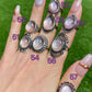 Natural Purple Lepidolite ,purple mica,Vintage style Oval shape ,Mid-century Adjustable Ring,Valentine's Day Gift,anniversary
