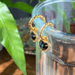 vintage heart shape 18k earring with black agate