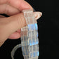 Natural Sri Lanka Moonstone super strong blue Fire illuminate rectangle Bangle bracelet, gift for her,anniversary gift