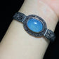 Hight Grade Big Surface ocean blue Aquamarine oval shape vintage open bangle bracelet gift for her gift for mom