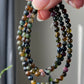 AAAA Grade Gradient Black rose Tourmaline smooth round beaded necklace include Blue 5mm+