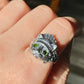 Natural Green Emerald Sterling Silver American Indian Lion Head Adjustable Ring,gift for her, gift for him