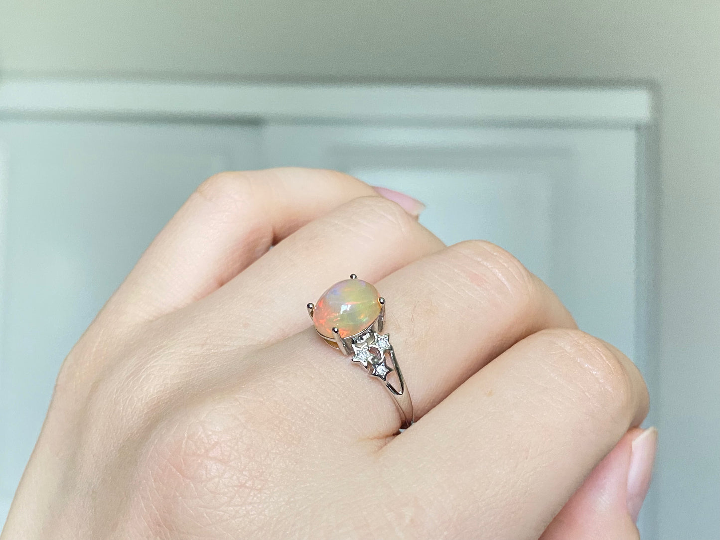 Natural Yellow Orange Colorful Fire illuminate Oval set on S925 Statement Ring,gift for her, holiday gift