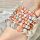 Natural cherry blossom Sakura agate smooth round flower agate grade AAA bead bracelet