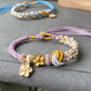 Handmade Bracelet, peach flower, cherry blossom braided rope bracelet,gift for her,gift for him