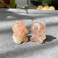 Natural Sakura Agate,flower agate hand carved couple shy bear beads bracelet,gift for her