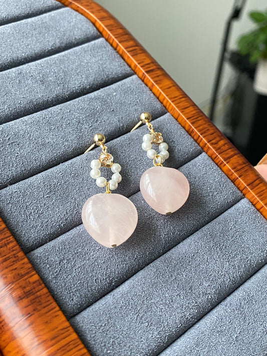 Natural AAA high quality Rose quartz cuty puffy heart shape,Valentine's gift, gift for her,Love and relationships