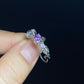 Special design Natural clear purple Tanzanite sterling silver open ring adjustable ring