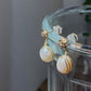 14k gold rose pearl drop earring