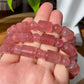 AAAA Grade Rainbow Fire Natural Strawberry quartz  Barrel Round Bead bracelet Joy,healing crystal