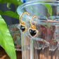 vintage heart shape 18k earring with black agate