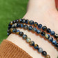Rare High quality Natural High Grade Blue Pietersite flash lacy shinning round shape long  bracelet /necklace 4mm+,gift for him