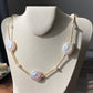 Natural freshwater pearls,baroque metal white blue gum shape  multiple use Necklace,handmade necklace