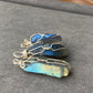 High grade Blue Fire Labradorite raw rock 14K white gold Wire Pendant, handmade pendat, gift for her, gift for him