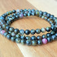 AAAA Grade Cat eye Fire Gradient Multi color Tourmaline smooth round bead necklace 5mm+
