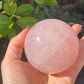 Hight grade 76MM Natural Rose quartz Sphere，Quartz Crystal Ball,Crystal Healing Divination ball,Led light stander