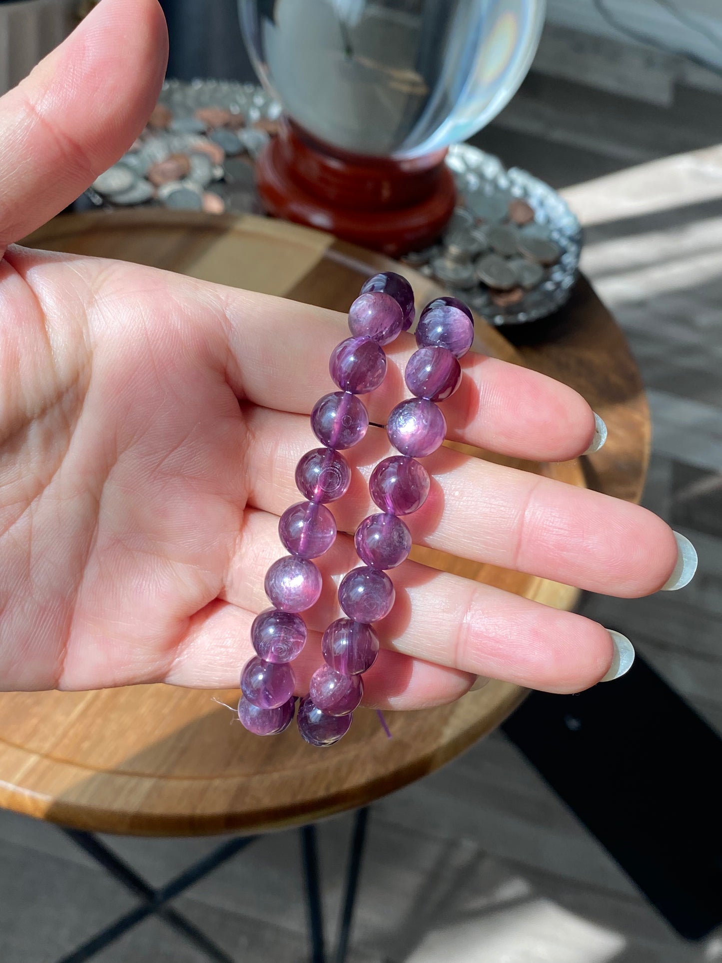 AAAAA grade cat eyes luxury purple Lepidolite,woman bracelet, nature smoothy round gemstone bead bracelet