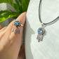 Vintage style Natural moonstone Blue Labradorite  Dreamcatcher Necklace and Ring set