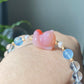 Natural Yanyuan Agate Cute Cat,white Crystal,Aquamarine,fresh Water Pearl Bracelet, gift for her, Valentine's Day Gift