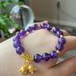 Natural Amethyst design with  Lily of the Valley handmade bracelet,custom bracelet，gift for her