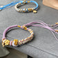 Handmade Bracelet, peach flower, cherry blossom braided rope bracelet,gift for her,gift for him