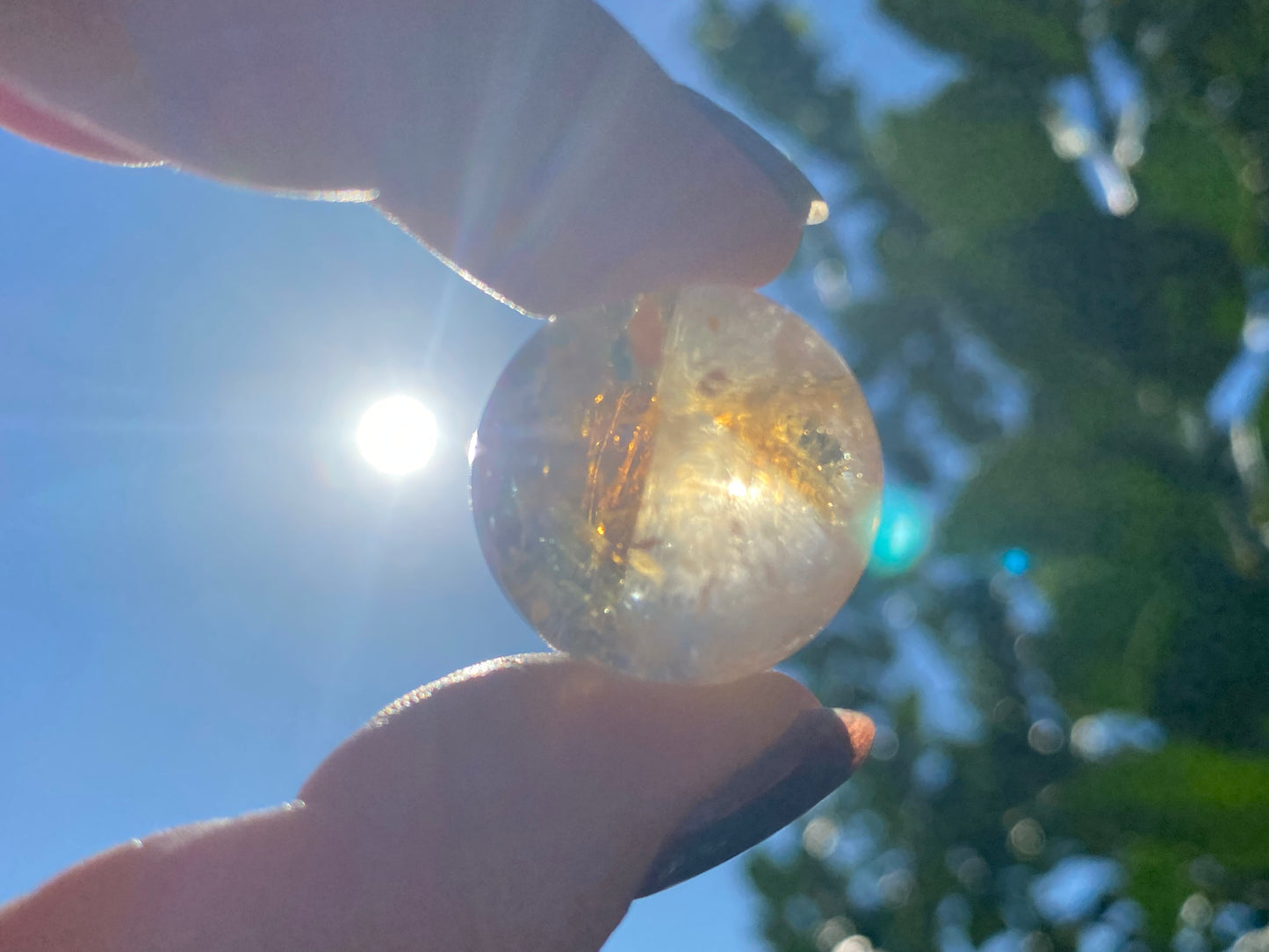 Natural pyramid Citrine grown with rainbow crystal Rock Crystal Ball, Crystal point, Clear crystal Mineral Specimen,Divination Ball
