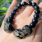 High Rare Grade Natural Golden Obsidian with Hand Craved Pixiu,Brave Troops Charm Bead bracelet, gift for him
