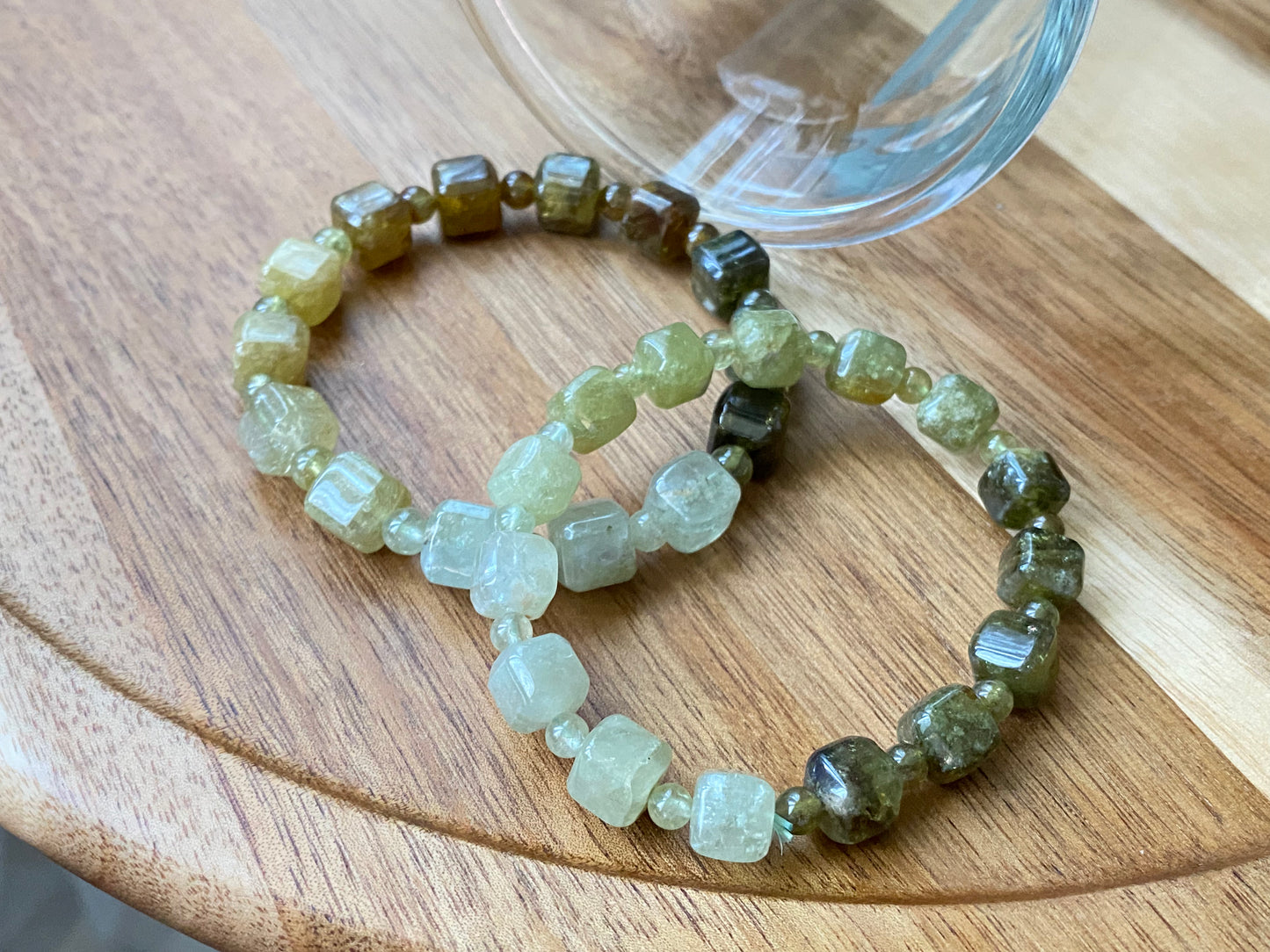 Noble green square shape Tsavorite  gradient bead bracelet8mm/9mm gift for her