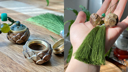 Hand Carving Natural wood Hollow see though Fragrance Balm Extensioner Hanger Diffuser