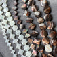 Natural Mother of pearls,Black and White, Lucky clover，flower,Round supple Bead one strand