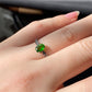 Natural Deep Green Diopside Oval Shape Prong setting Gemstone Ring,Adjustable Ring，gift for her