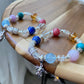 sunstone，rose quartz，Blonde crystal，Turquoise ，Amethyst，Rhodonite，Black Rutilated ，Lapis Lazuli，aquamarine all in one bracelet