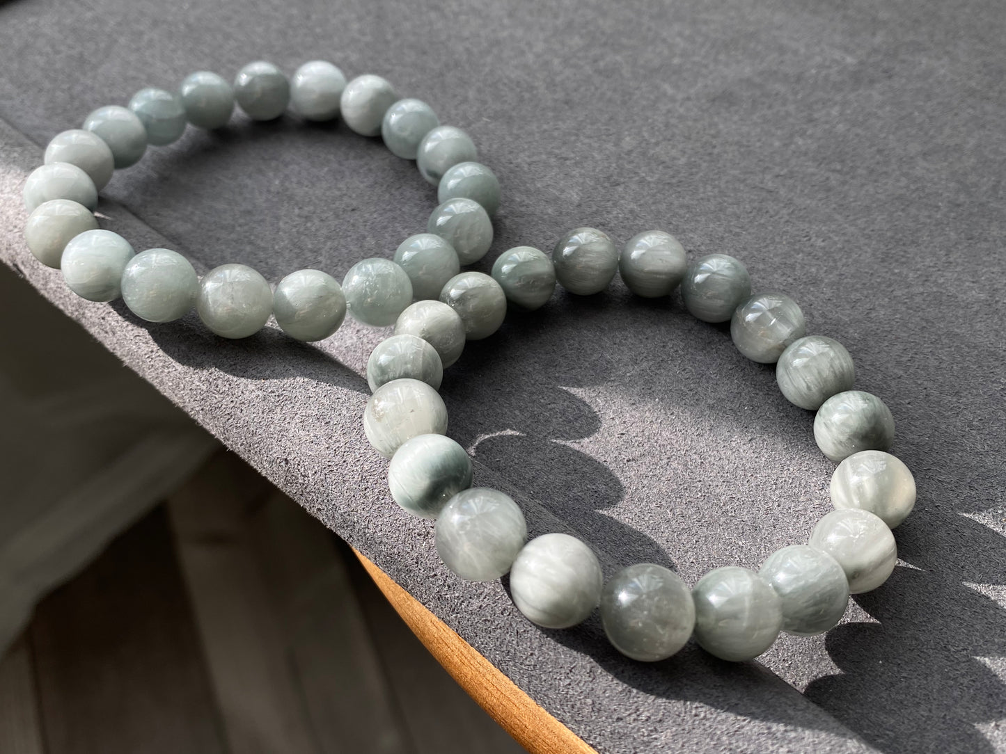 10mm+ Hight Rare grade Natural Gray Blue Rutilated Quartz smooth round Bead bracelet, gift for her , gift for him