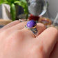 Natural High Grade Purple Pink Sugilite Mid Century Modern Vintage Sterling silver 14K Gold Adjustable Ring