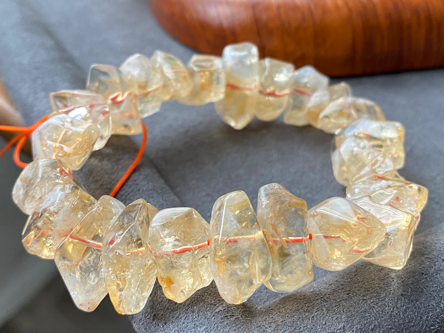Succes and wealth Natural pyramid Citrine irregular Rock Cystal Dark Yellow Gold Bracelet grow with blue needle,handmade bracelet