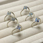 Nature labradorite four leaf clover zircon floral open ring