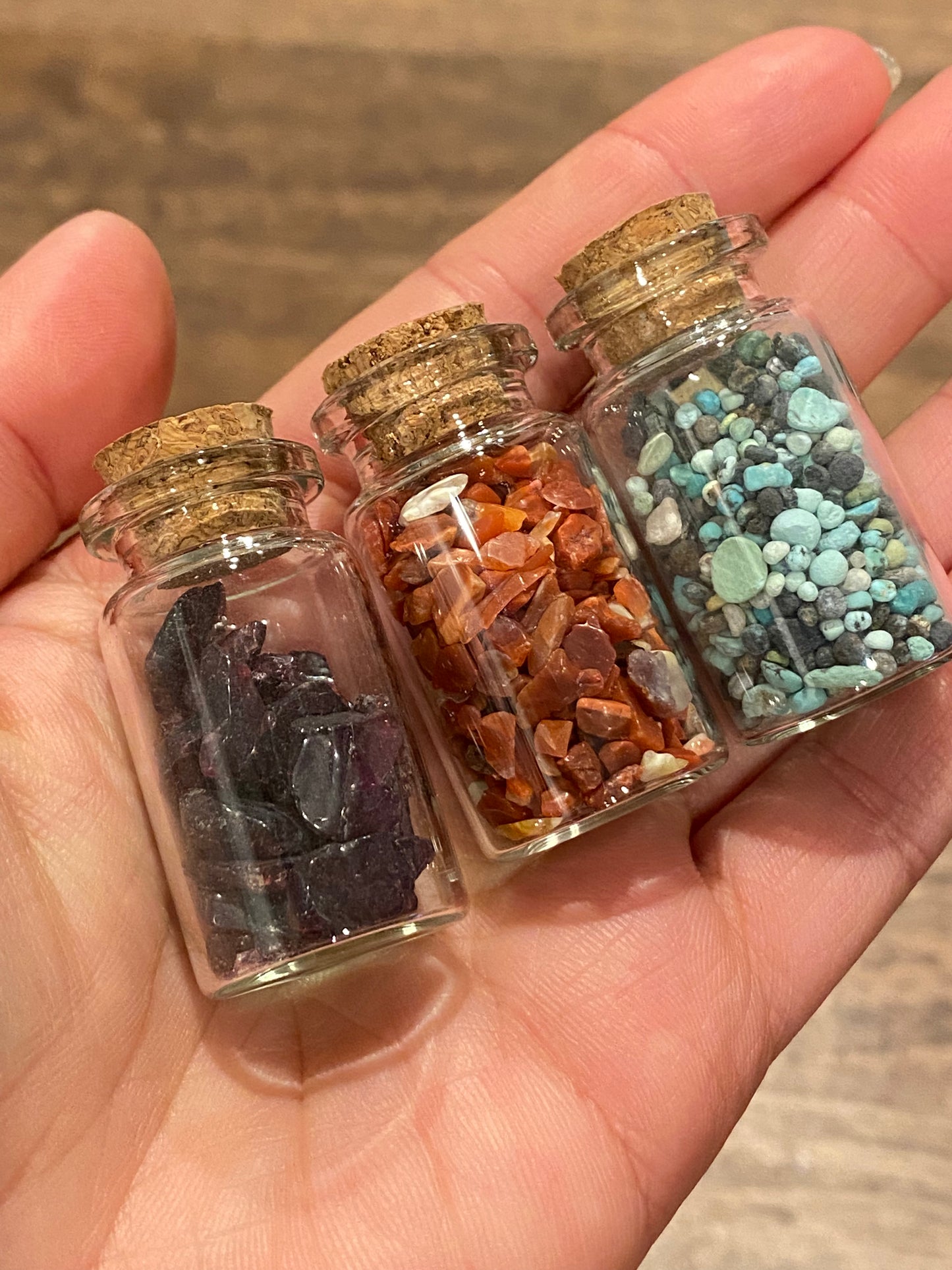 Natural Gemstone Large Chips Wishing Bottle,Crystal Wishing Bottle,Garnet,Red Jade,Turquoise