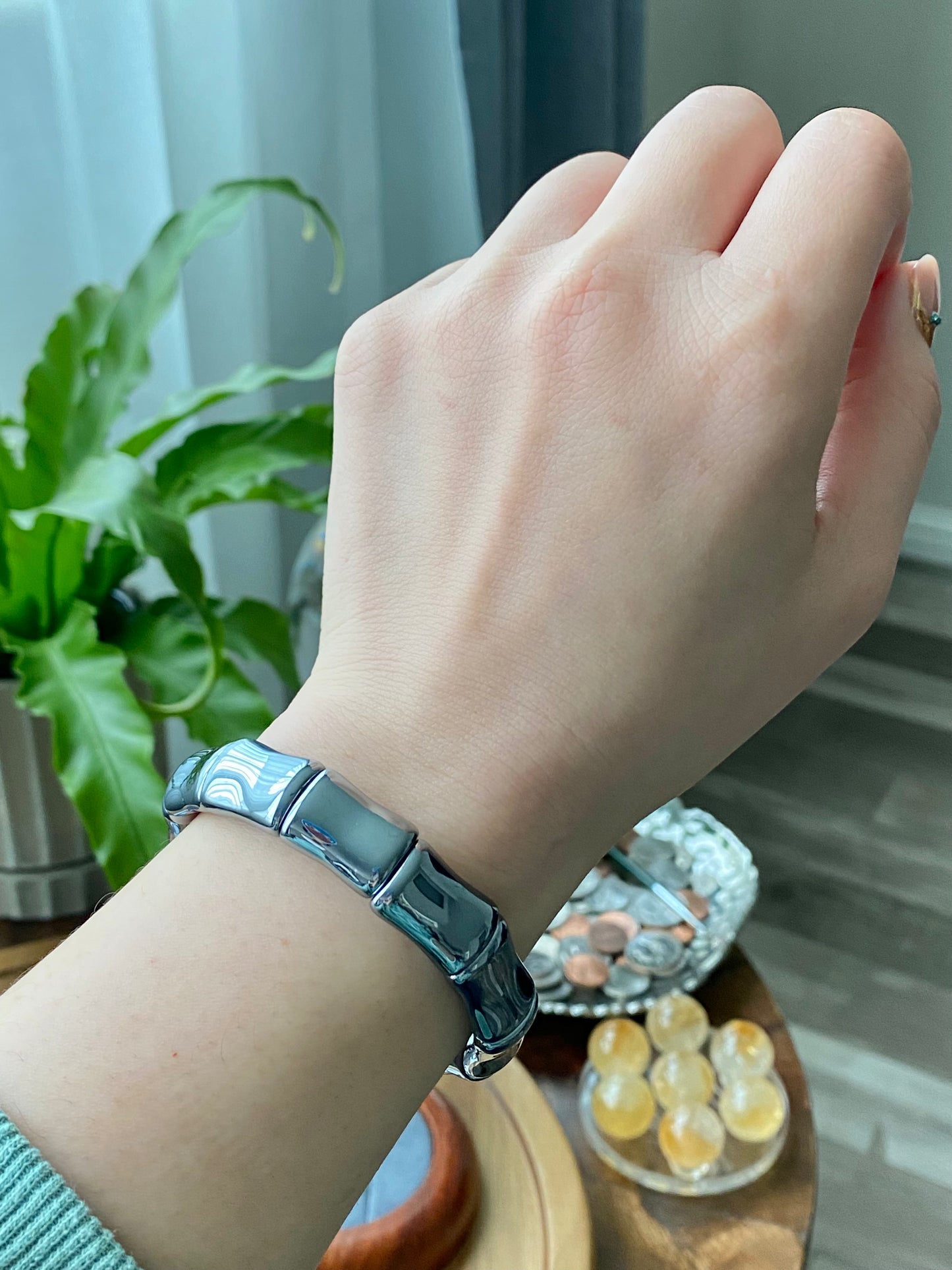 AAAAA Terahertz bamboo shape bangle,Recharge & Reignite Your Energy- Rejuvenate Your Mind Bracelet, gift for her, gift for him