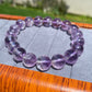 Big beads Top Grade Clear Natural Deep Purple Quartz Rutilated Pyramid Inside half-pot purple rutilated Round rabbit hair Bracelet,gift for her, gift for him