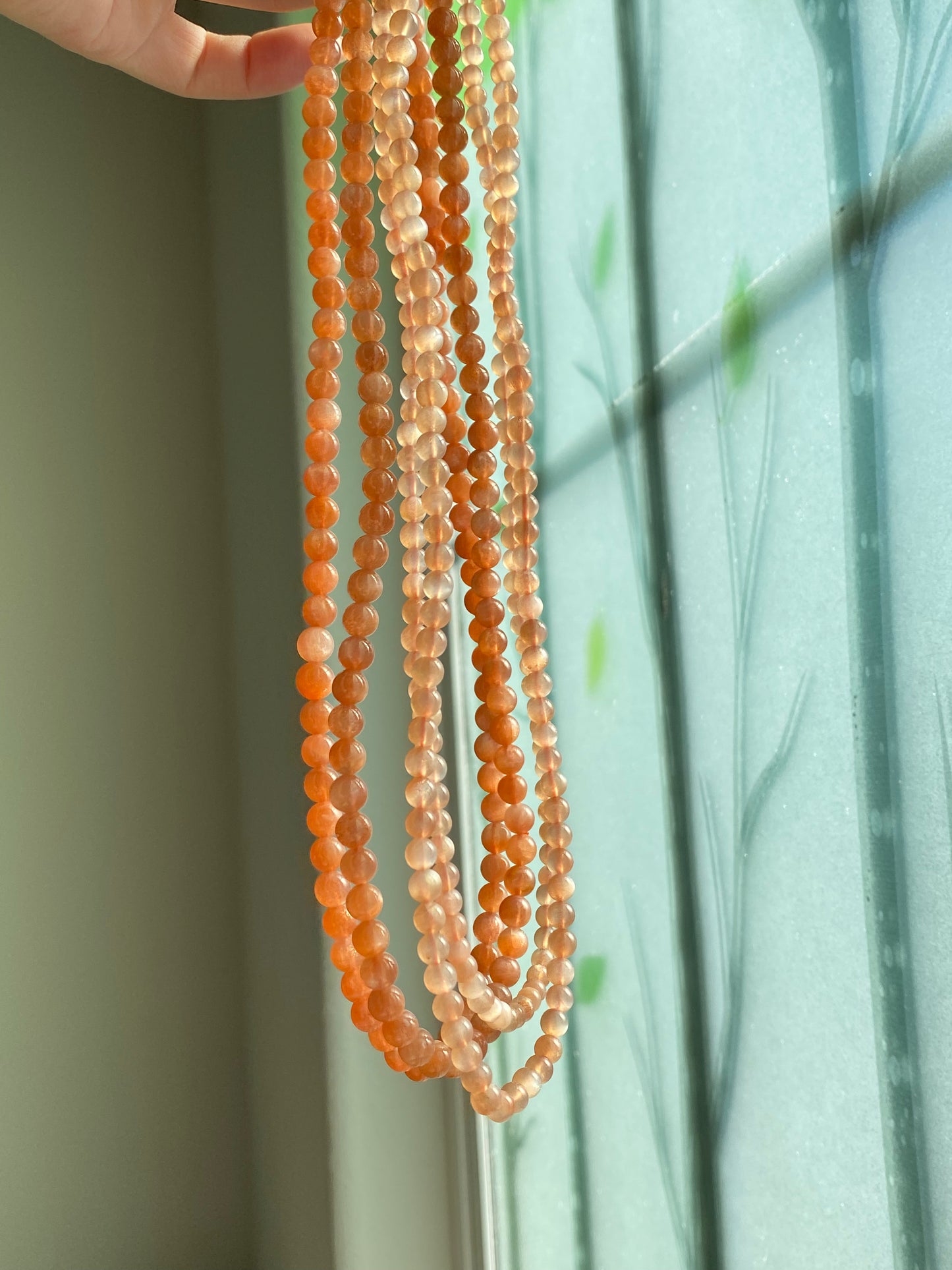 High Quality Sunstone  healing crystal，with rainbow inside bead bracelet necklace 5mm,7mm,8mm,10mm