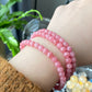 Top High Grade Ice Rhodochrosite,Less white more clear Rainbow cat eye fire smooth round Bracelet