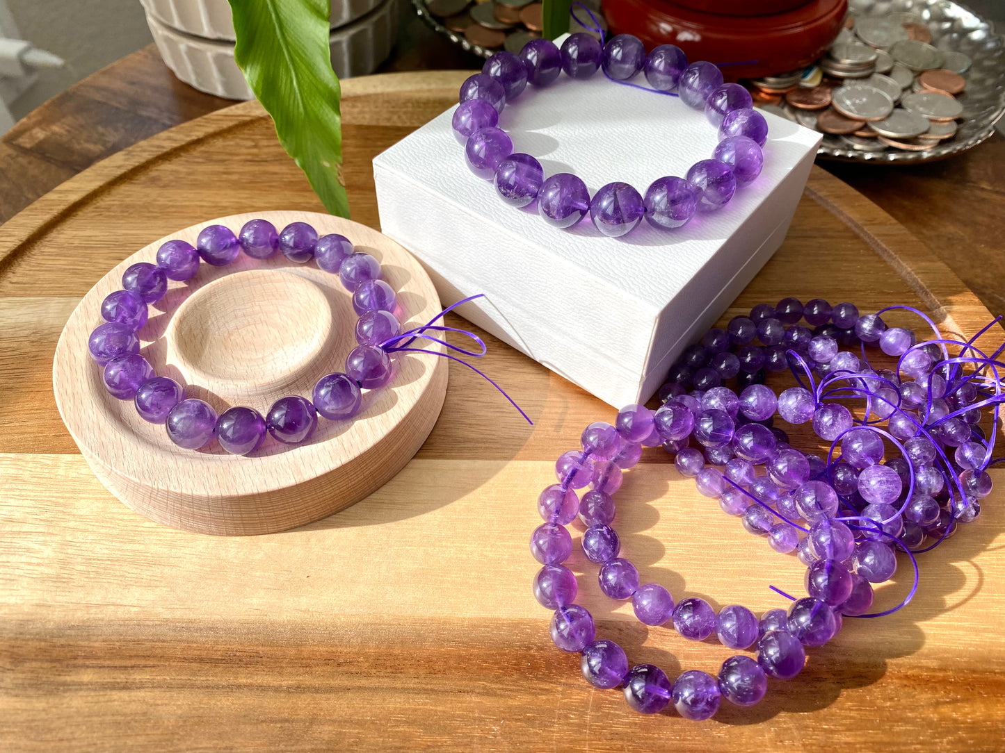 AAAA High Quality Natural Amethyst Brazil round bead bracelet,Deep purple  7mm 8mm 9mm 11mm 13mm